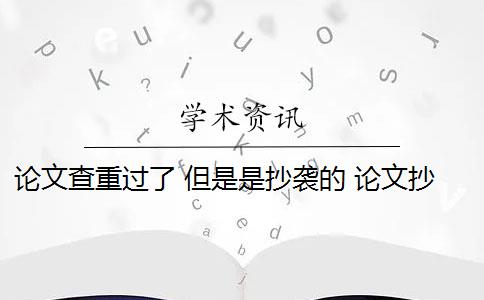 论文查重过了 但是是抄袭的 论文抄袭是什么意思？