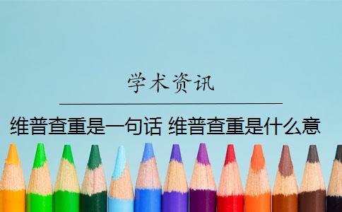 维普查重是一句话 维普查重是什么意思？