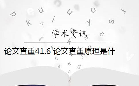 论文查重41.6 论文查重原理是什么？