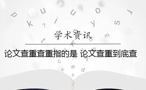 论文查重查重指的是 论文查重到底查的是什么？