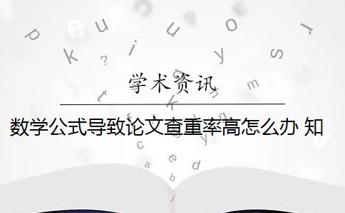 数学公式导致论文查重率高怎么办 知网查重,论文中数学公式会被算到重复率里吗？