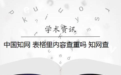 中国知网 表格里内容查重吗 知网查重系统算表格内容吗？