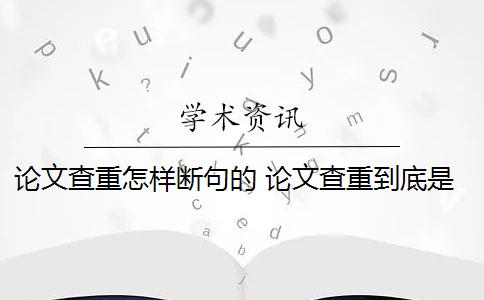 论文查重怎样断句的 论文查重到底是怎么查的？