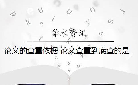 论文的查重依据 论文查重到底查的是什么？