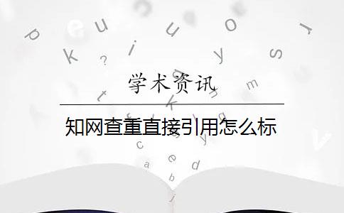 知网查重直接引用怎么标