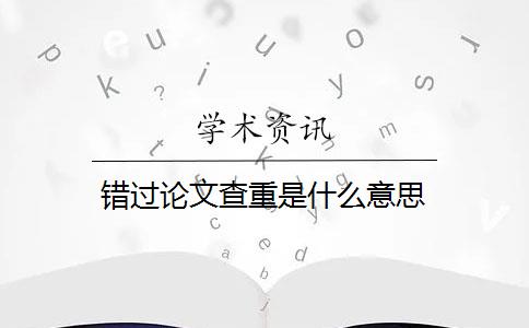 错过论文查重是什么意思