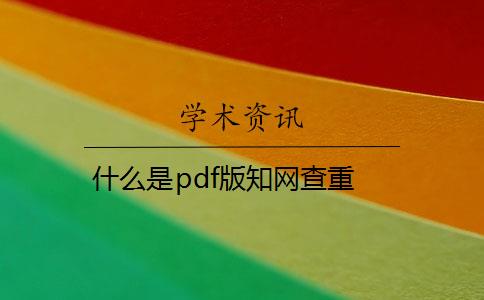 什么是pdf版知網(wǎng)查重