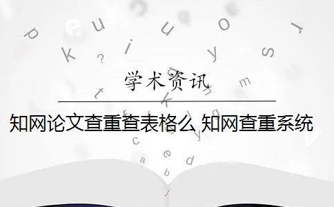 知网论文查重查表格么 知网查重系统算表格内容吗？