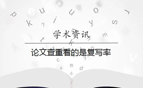 论文查重看的是复写率 论文查重看的是复写率