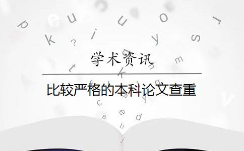 比较严格的本科论文查重