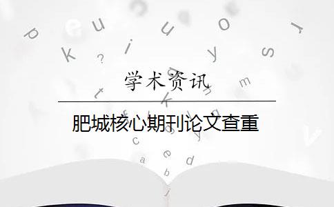 肥城核心期刊论文查重