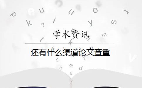 还有什么渠道论文查重