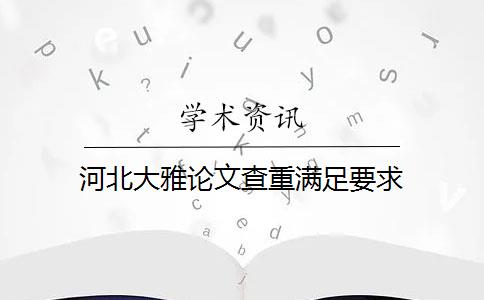 河北大雅論文查重滿足要求