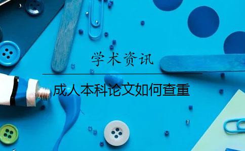 成人本科论文如何查重