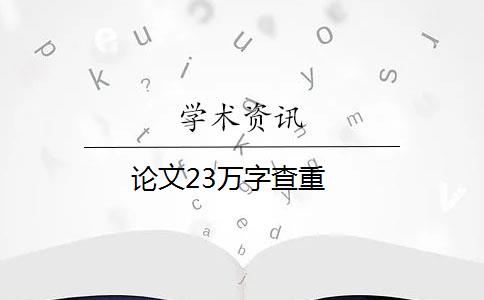 论文23万字查重