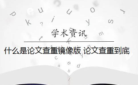 什么是论文查重镜像版 论文查重到底查的是什么？