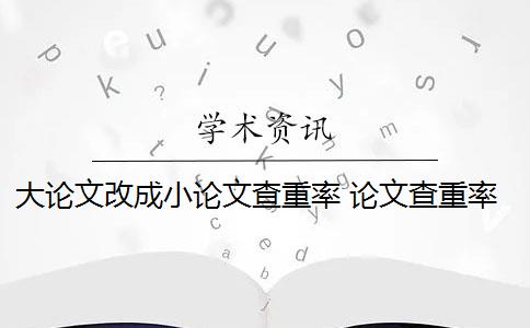 大论文改成小论文查重率 论文查重率是什么？