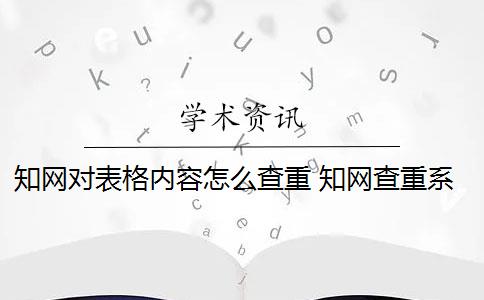 知网对表格内容怎么查重 知网查重系统算表格内容吗？