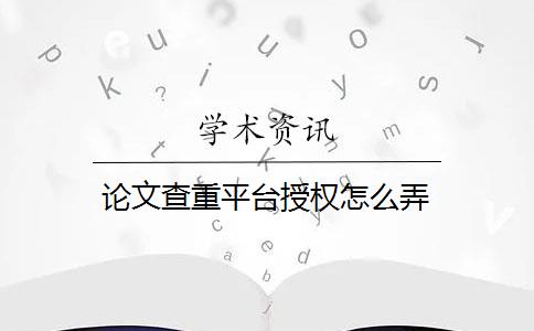 论文查重平台授权怎么弄