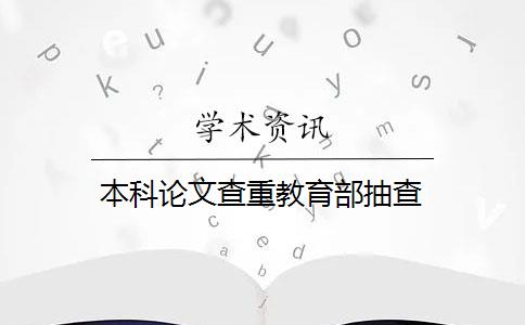 本科论文查重教育部抽查