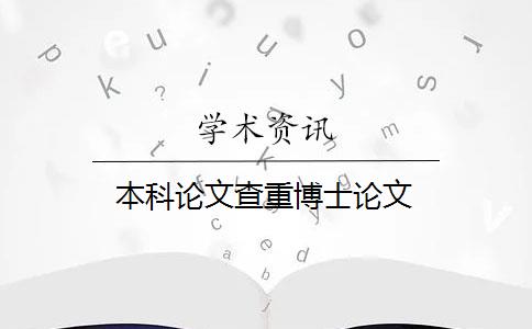 本科論文查重博士論文