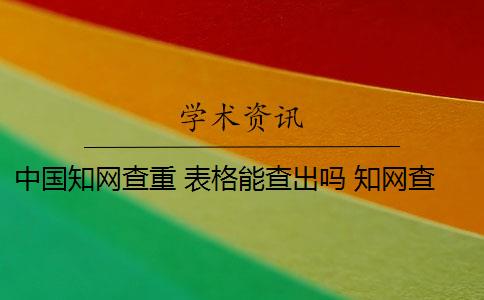 中国知网查重 表格能查出吗 知网查重系统算表格内容吗？