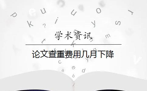 论文查重费用几月下降