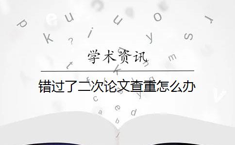 错过了二次论文查重怎么办