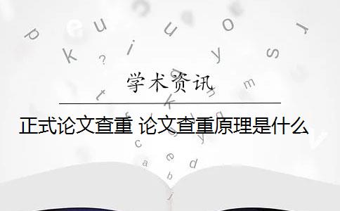 正式论文查重 论文查重原理是什么？