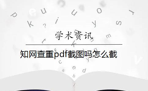 知网查重pdf截图吗怎么截