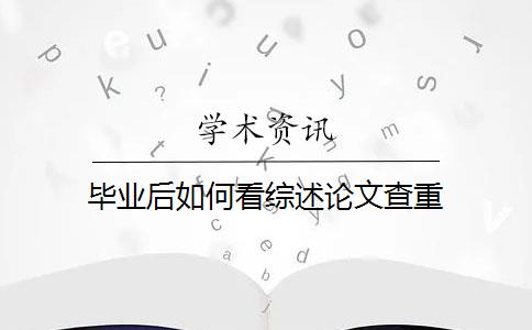 毕业后如何看综述论文查重