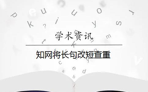 知网将长句改短查重